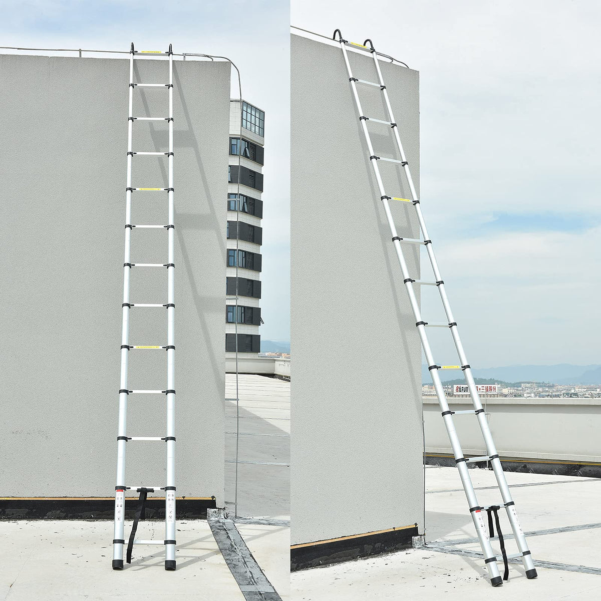 20.5FT Aluminum Telescoping Ladder with 2 Detachable Hooks H981857
