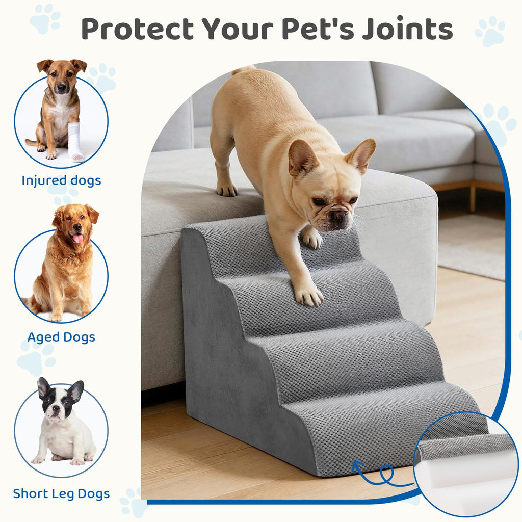 Grey 4-Step Curved Pet Dog Stairs R801