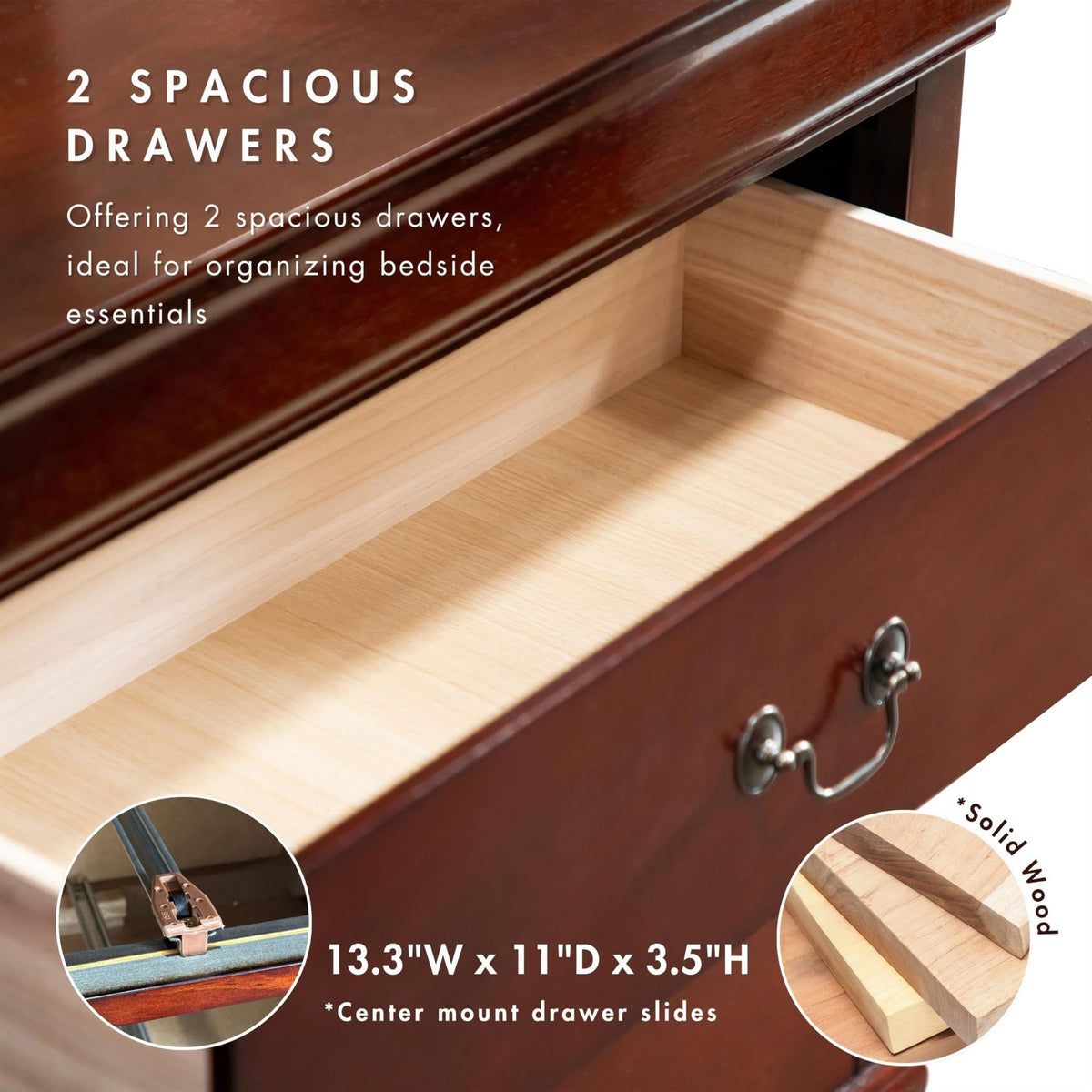 Solid Wood 2-Drawer Nightstand Set X7049
