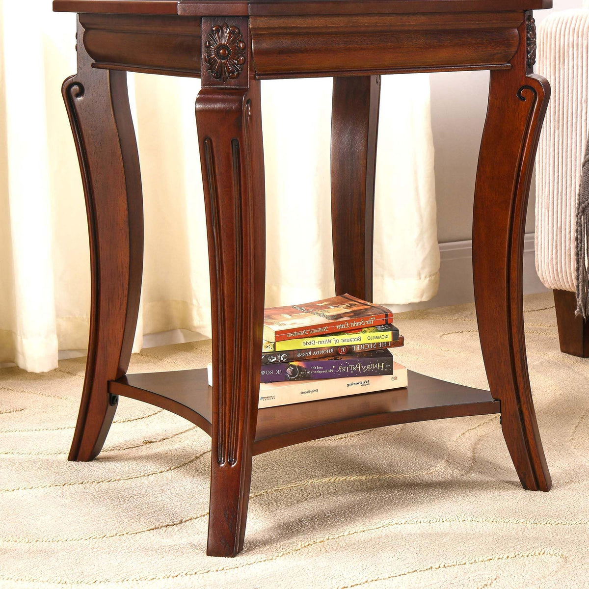 Set of 2 Solid Wood End Table W95362