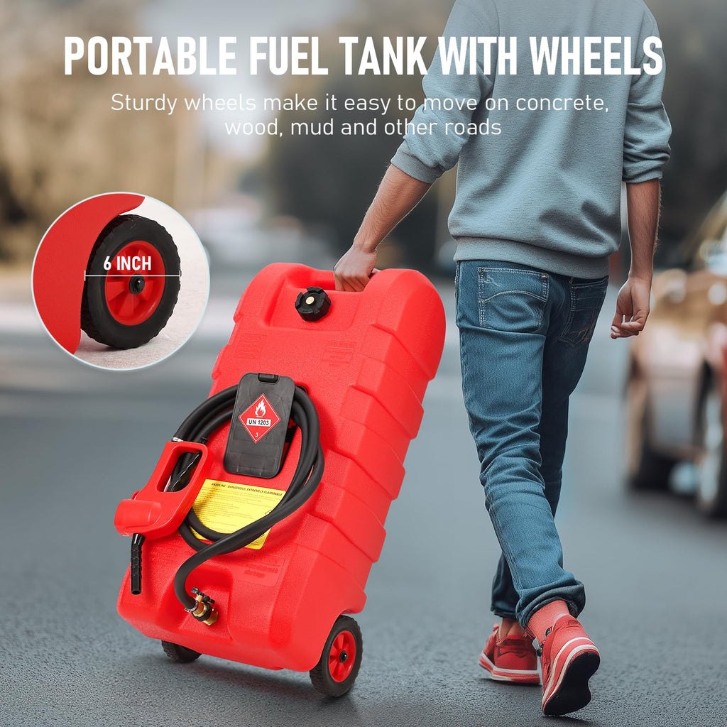 15 Gallon Wheeled Fuel Caddy with Manual Siphon Pump & 10FT Hose X843