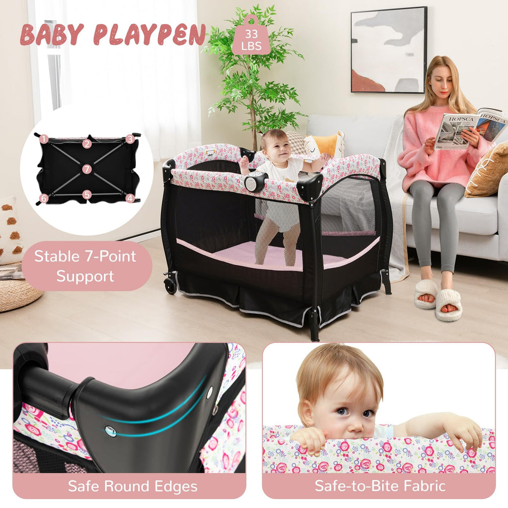 4 in 1 Portable Baby Playpen with Bassinet M9252