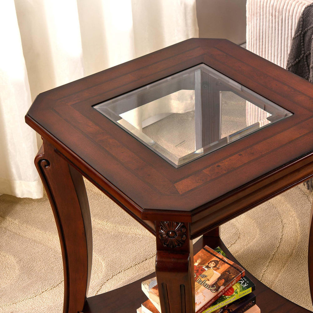 Set of 2 Solid Wood End Table W95362