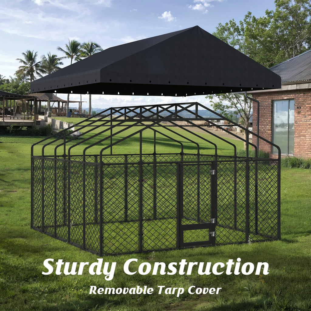 10x14FT Outdoor Dog Kennel with Roof W84852
