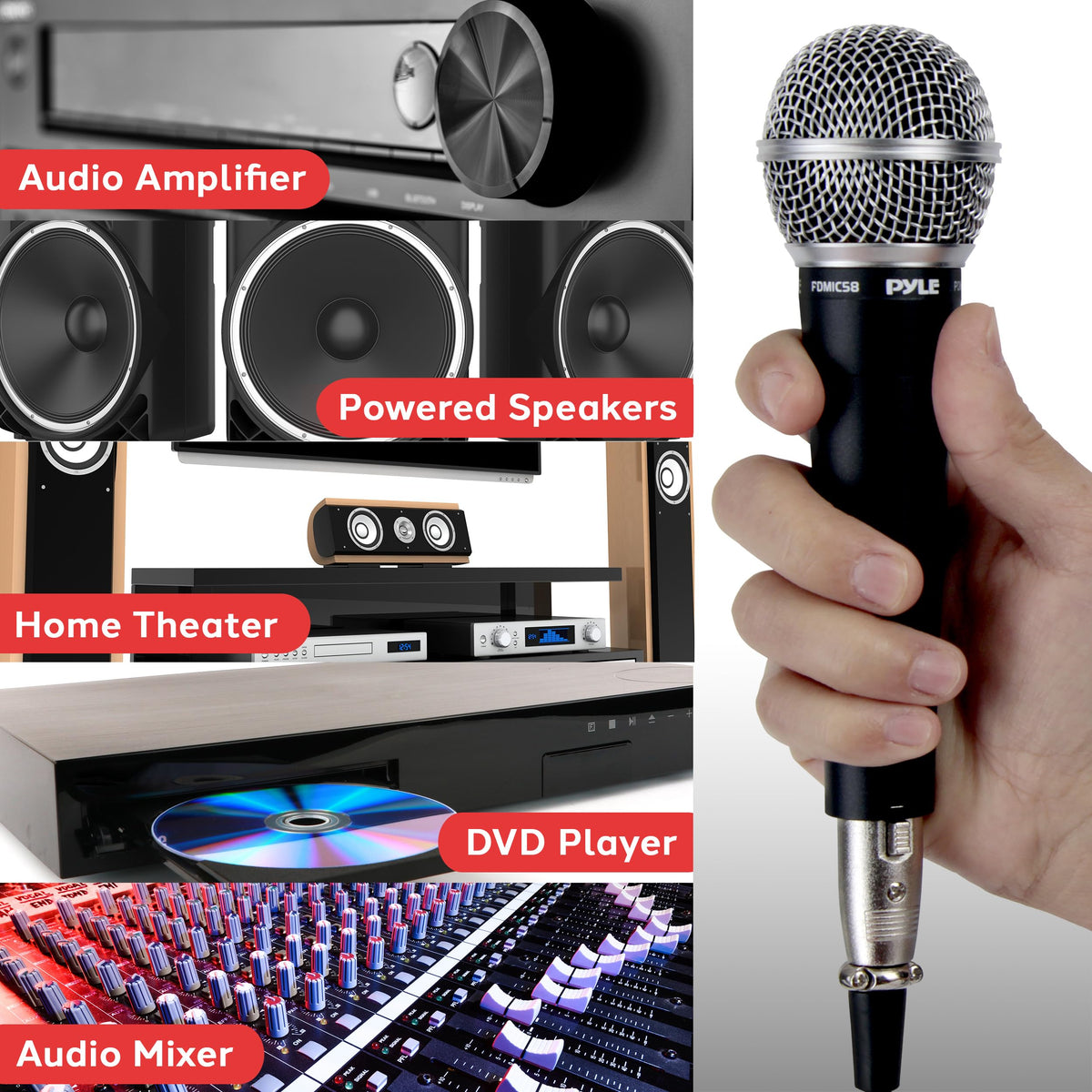 4-Pack Unidirectional Handheld Dynamic Microphone with XLR Cable U64505