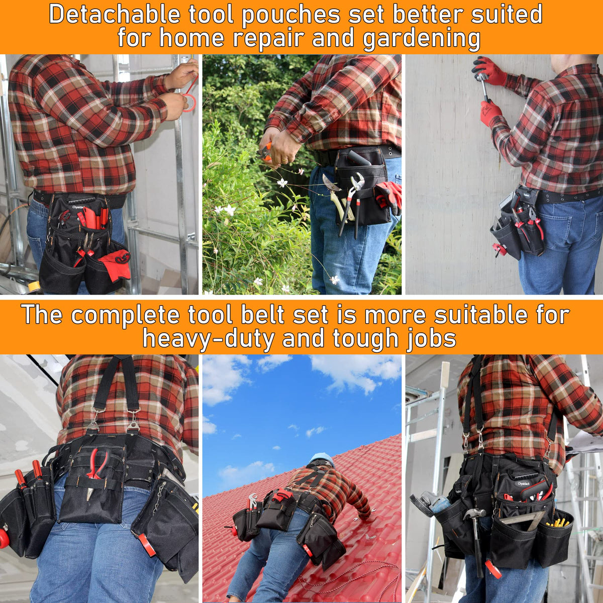 16-Pockets Adjustable Tool Belts with Suspenders N10055