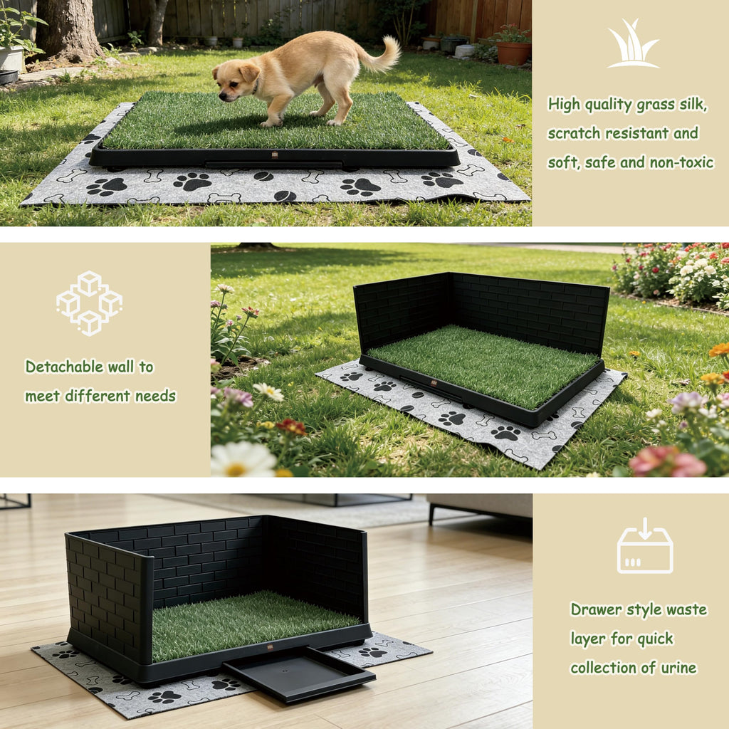 Dog Grass Pad with Tray, 30" X 20", with 2 Reusable Grass Pads P828