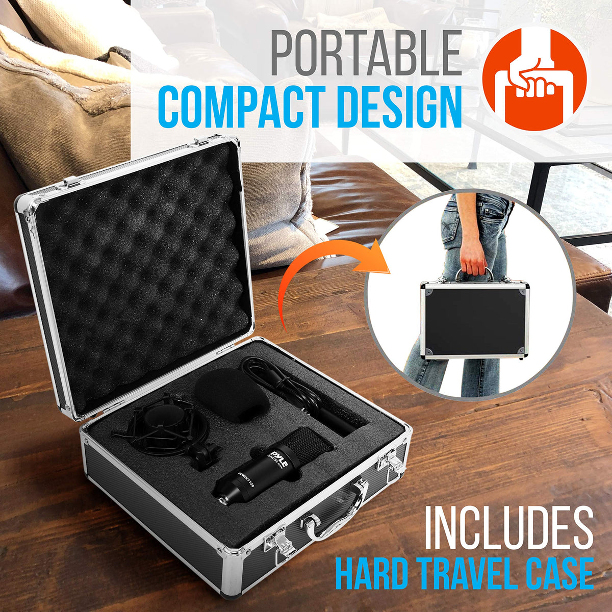 USB Cardioid Condenser Microphone with Desktop Stand and Pop Filter P3638