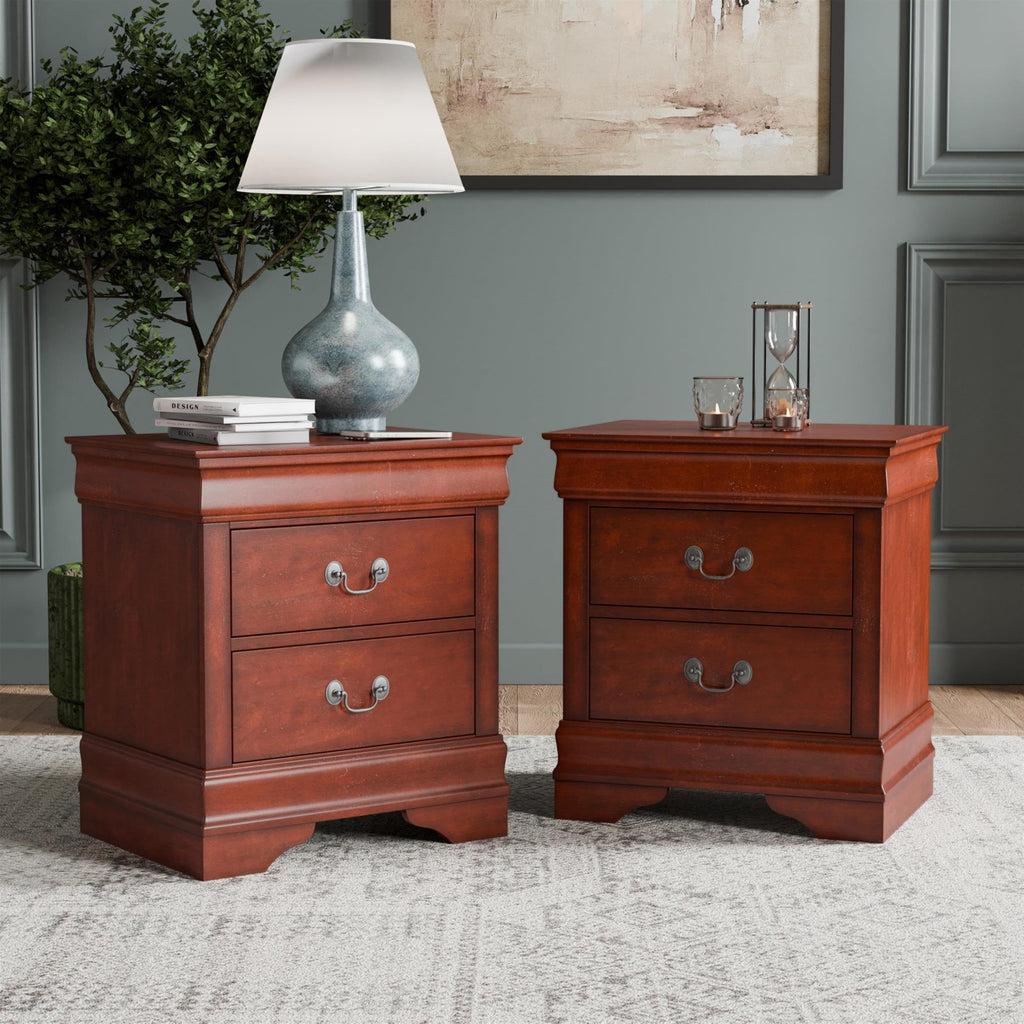 Solid Wood 2-Drawer Nightstand Set X7049