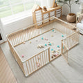Foldable Wooden Baby Playpen with Gate S119298