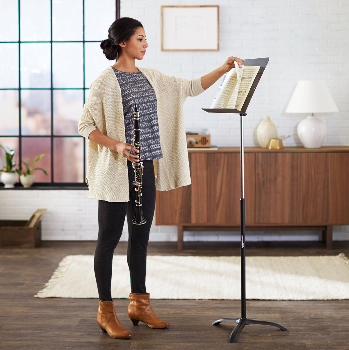 Portable Height Adjustable Black Metal Sheet Music Stand C3985