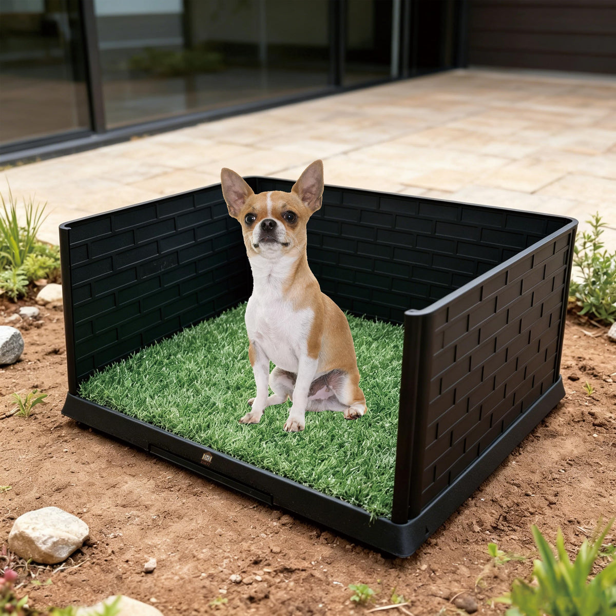 Dog Grass Pad with Tray, 30" X 20", with 2 Reusable Grass Pads P828