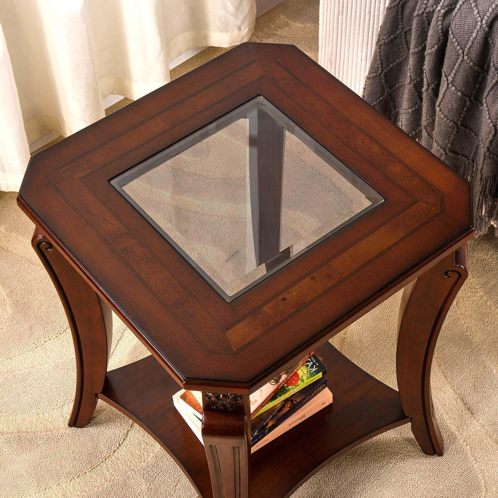 Set of 2 Solid Wood End Table W95362