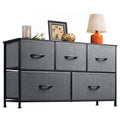 Wide 5 Drawer Dresser Dark Grey O2376